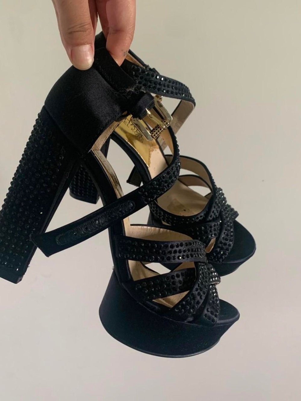 Michael Kors Black Crystal-Embellished Platform Heels